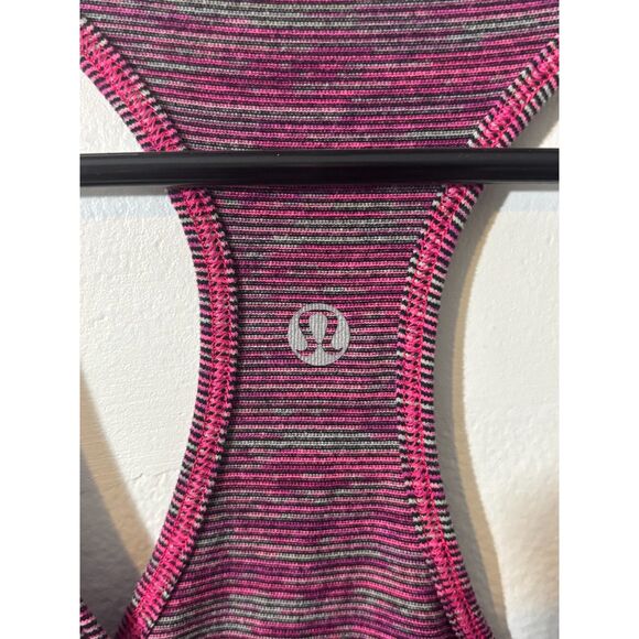 Lululemon Racerback Tank Top Size L Pink Stripe Swiftly Tech Run Yoga Gym - Picture 3 of 3